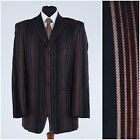 Mens Vintage Blazer 40R UK Size COPYRIGHT Striped Brown Sport Coat Jacket