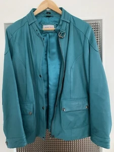 Lederjacke Damen Grün/Türkis Größe 42 - Bild 1 von 6