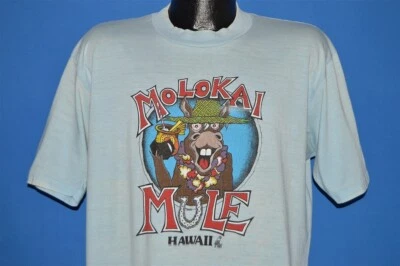 Camiseta de colección MOLOKAI MULE HAWAII POLY TEES SUNSTROKES AZUL LEI LUAU COCKTAIL XL Foto 1 de 4