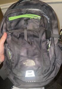 The North Face Recon Backpack Grey And Green Outdoor Work Hiking Padded Laptop