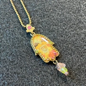 Michal Negrin Hamsa Necklace Kiss Love Charm Pendant Boho Colorful Jewelry - Picture 1 of 5