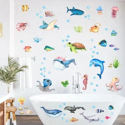 Wall Sticker Sea Animals Removable Vinyl Arts Decal Kids Girls Room Home Decor - Image 1 of 4