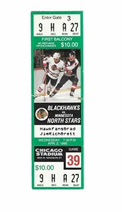 Chicago Blackhawks vs Minnesota North Stars unused Hockey Ticket from 4/2/1986 - Picture 1 of 2