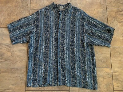 Camisa de campamento hawaiana geométrica floral XL Fieldmaster vintage para hombre manga corta Foto 1 de 4