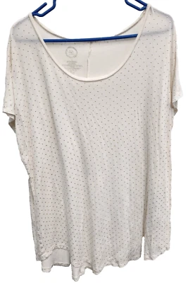 24/7 Maurices Womens T-Shirt Size 1X Cream Metallic Dot Short Sleeve Casual Top - Image 1 of 4
