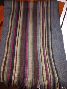 VTG Pierre Cardin Unisex Fine Scarf Muffler Striped Acrylic Blend LG 67x10 1/2 - Picture 1 of 3