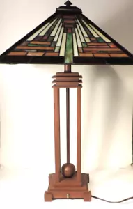 LAMPADA DA TAVOLO ARTIGIANALE QUOIZEL "TIFFANY" 28" (COME NUOVA) - Foto 1 di 15