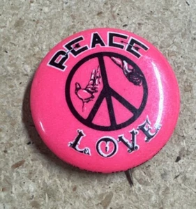 VINTAGE PEACE SIGN 1 1/2" BADGE BUTTON PINBACK PIN HIPPIE DRUG CULTURE HIPPY - Picture 1 of 2