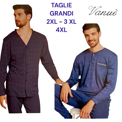 Pigiama uomo caldo cotone invernale taglie grandi forti calibrato maniche lunghe - Image 1 of 4