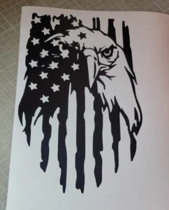 USA Flag Eagle Distressed decal sticker vinyl graphic American car truck window  - Picture 1 of 7