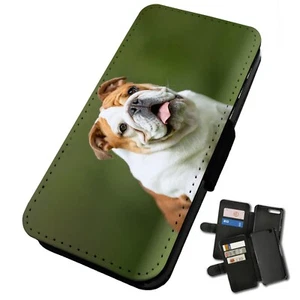 Printed Silicone Flip Mobile Phone Case Cover For iPhone English Bulldog Dog Pet - Picture 1 of 4