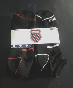 MENS Socks Shoe Size 6-12 K SWISS KSSKM0083 Knit Ankle 6 PAIR BLACK Cushioned - Picture 1 of 7