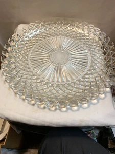 Vintage 14" Wide Clear Glass Scalloped Edge Cake Plate Serving Platter - Picture 1 of 5