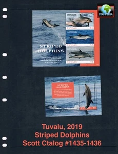 1/3 off $29.00 Scott Value - 2019 TUVALU Striped Dolphins 2 s/s CV MNH NH UMM - Picture 1 of 6