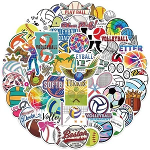 Sports Mixed Stickers for Water Bottles, Basketball, Baseball, Football, Voll... - Picture 1 of 7