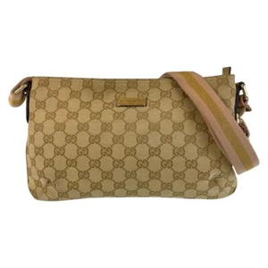GUCCI Web Stripe Diagonal Sholder bag Messenger bag Beige Pink Gold Hardware - Picture 1 of 10