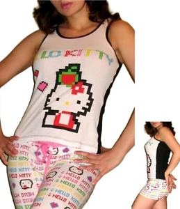 NWT Hello Kitty "80s rewind" 8-bit Hello Kitty ribbed cotton tank top, S,M,L,XL - Picture 1 of 13