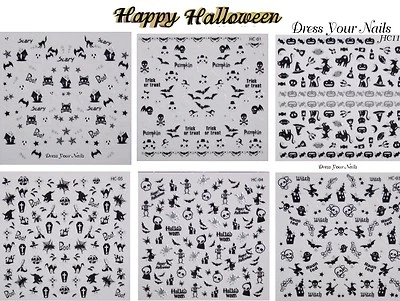 DRESS YOUR NAILS HALLOWEEN STICKERS Nagelsticker - Halloween Geist Fledermäuse Katze Hexe Totenkopf Kürbis Trick or Treat - UK