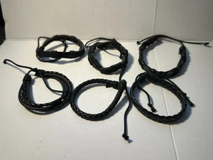 Lot of six Faux Leather drawstring Bracelets Men /Women Wristband Set. Lot D - Bild 1 von 3