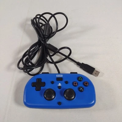 Hori 迷你有线手柄适用于 PlayStation 4 PS4 - 蓝色 PS4-100U 控制器已测试 — 第 1/4 张图片