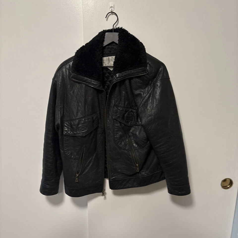 Vintage Hugo Buscati Collection Women's Black Genuine Leather Bomber Jacket Sz S - Image 1 of 4