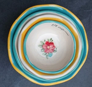 Set 4 misurini nido ceramica donna Pioneer motivi floreali - Foto 1 di 7