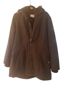 Calvin Klein Womens Black Hooded Jacket Size L Winter Minimalist - Picture 1 of 7