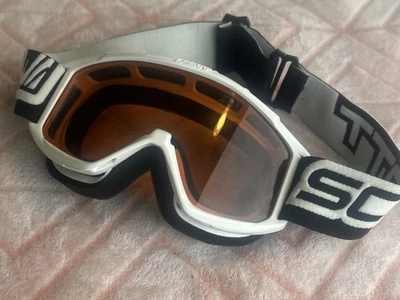 Gafas de esquí vintage de diseñador Scott años 80’s MIRAR negro blanco ámbar DAÑADAS leer Foto 1 de 4