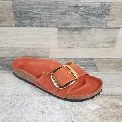 Sandalias Birkenstock Madrid Mujer 5 Estrechas Naranja Cuero Hebilla Grande Foto 1 de 4