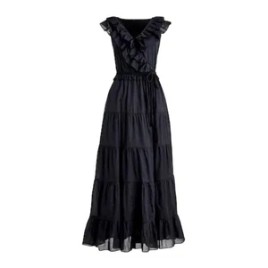 J Crew Ruffle Front Maxi Dress Braided Belt Womens Wrap Size 6 Cottage Core EUC - Picture 1 of 12