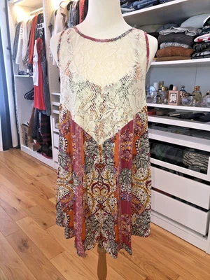 Free People Count Me In Trapeze S Tunic Top Dress Floral Combo Paisley NWT - Image 1 of 4
