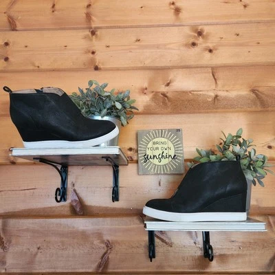 Bota Linea Paolo Felicia salto escondido couro preto tênis botinhas tamanho 7,5M - Imagem 1 de 4