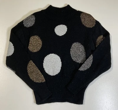 Suéter Vintage Liz Claiborne Metálico Lunares Talla S Brillo Almohadillas para el Hombro Años 90 Foto 1 de 4