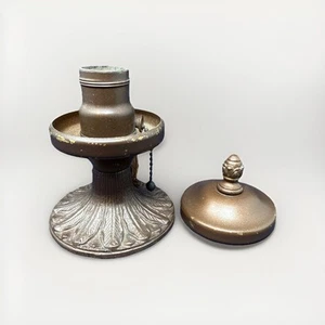 Antique Cast Iron Art Deco Art Nouveau Boudoir Lamp W/ Shade Cap All Original!! - Picture 1 of 24
