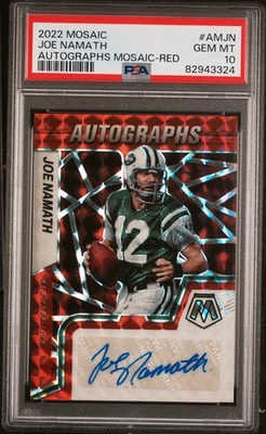 2022 Panini Mosaic Autographs Mosaic Red Joe Namath #AMJN PSA 10 - Image 1 of 2