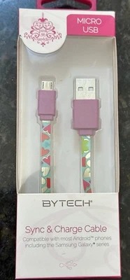 3.5’ Micro USB Sync & Charge Cable Cord Samsung / Android Pink Chandelier - NEW - Image 1 of 4