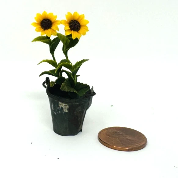Dollhouse Miniature Sunflower Floral Arrangement 1:12 Scale - Image 1 of 1