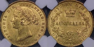 Australia 1867 Sydney Mint Sovereign - NGC MS60 - Picture 1 of 1