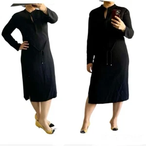 VTG Armani Collezioni Wool Blend Shirt Dress Cinch Waist Black Minimalist Career - Picture 1 of 13