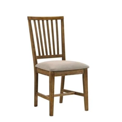 ACME Wallace II Dining Side Chair in Tan & Weathered Oak (Set of 2) - Image 1 of 4
