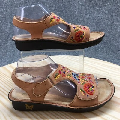 Alegria by PG Lite Sandals Womens 39 Viki Ankle Strap Brown Leather Casual Wedge - Image 1 of 4