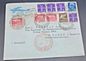 ZEPPELIN VOLO x il BRASILE - IMPERIALE L. 5 x 3 + altri 'MILANO 9.11.37' - Foto 1 di 3