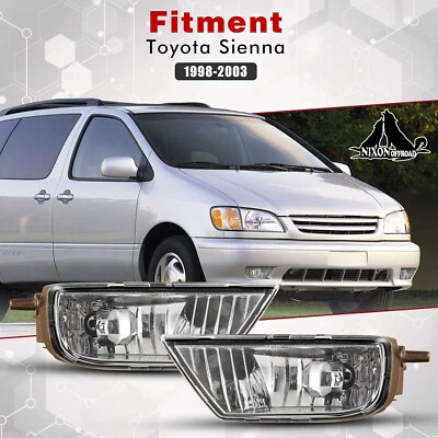 Clear Lens Fog Lights w/Wiring Switch Kit For 1998-2003 Toyota Sienna Left+Right - Imagem 1 de 4