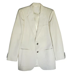 LANVIN White Sport Coat Blazer size 38 Patch Pockets 2 Button Vintage USA - Picture 1 of 13