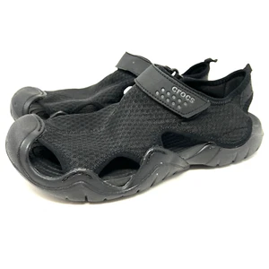 Crocs Swiftwater Black Mesh Fisherman Sandals Mens 11 - Picture 1 of 10