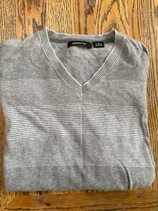 CLAIBORNE Men's Cotton/Cashmere V-neck Sweater, Gray, Small, EUC - Picture 1 of 6