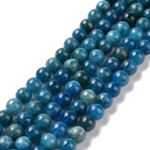 Strand 50+ 8mm Natural Apatite Gemstone Round Plain Beads UK - Picture 1 of 4