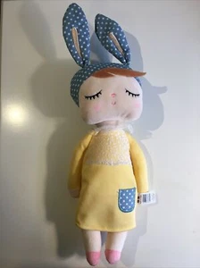 Me Too 16” Plush Stuffed Girl Bunny Ears Doll Dress Soft Lovey Yellow Dress Baby - Picture 1 of 7