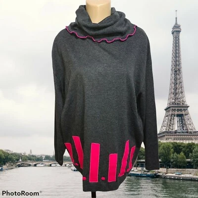 Top Meet in Miami Vintage Años 80 Estampado Geométrico Mod Capucha Cuello Gris Mujer M/L WS3 Foto 1 de 4