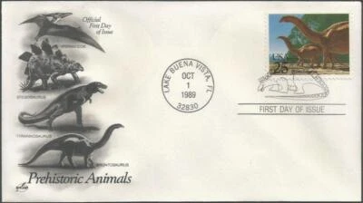 Scott 2425 FDC - 25 cent - 1989 - Prehistoric Animals - FDOI - Very Fine - Image 1 of 2